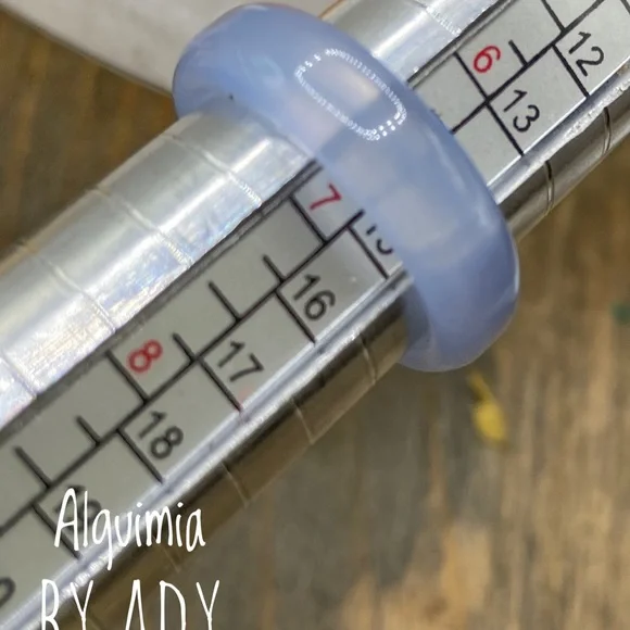 Alquimia Baby blue Agate carved gem ring band - Picture 2 of 7